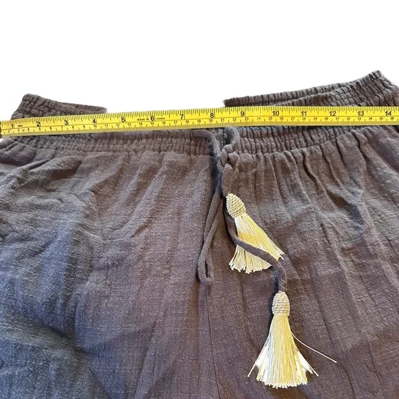 NWT Ruffle Hem Bohemian Drawstring Pants Lightweight 100% Cotton - Picture 2 of 8
